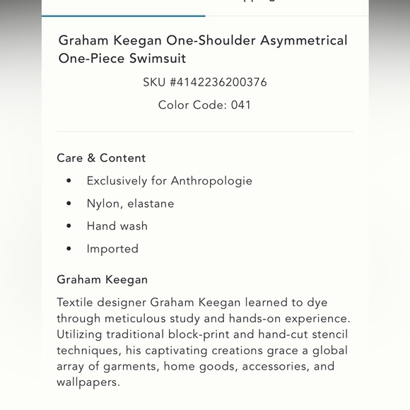 Graham-Keegan one shoulder asymmetrical one piece swimsuit for Anthropologie - Picture 4 of 5